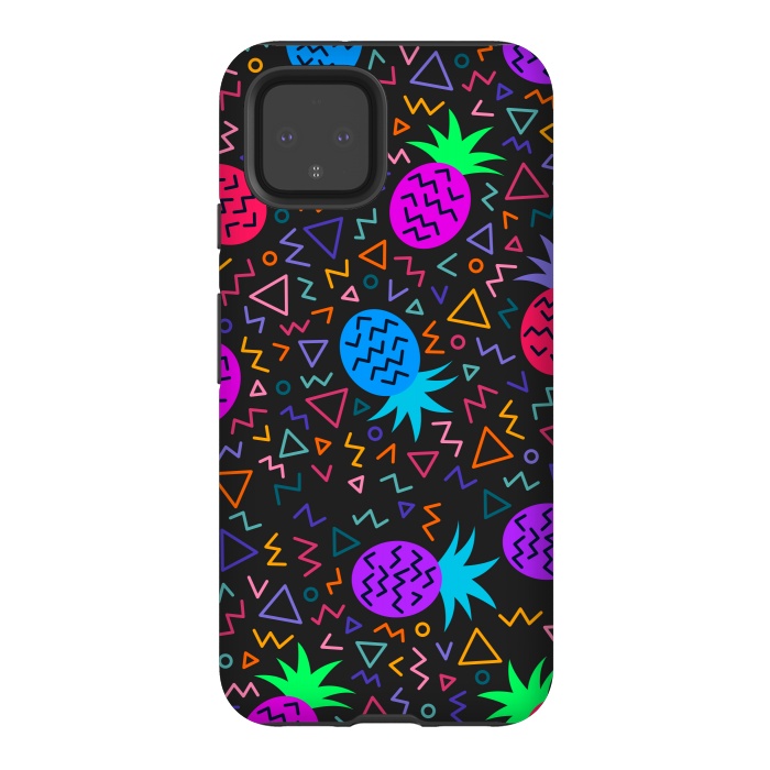 Pixel 4 StrongFit pineapples in neon for summer by ArtsCase
