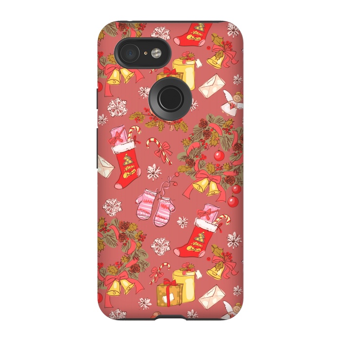Pixel 3 StrongFit Christmas Vintage Style by ArtsCase