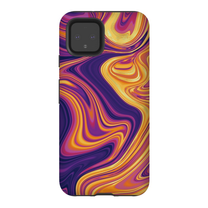 Pixel 4 StrongFit Fluid marbling with Swirls by ArtsCase