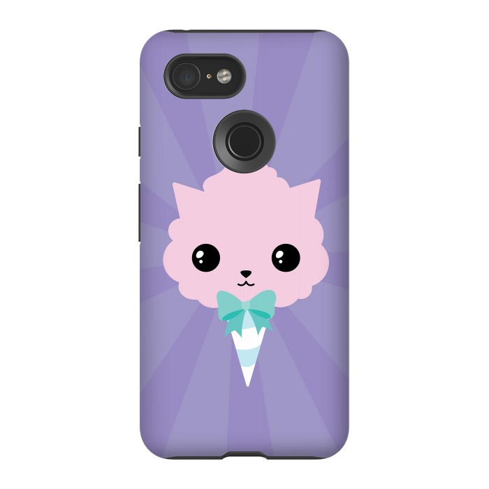 Pixel 3 StrongFit Cotton candy cat by Laura Nagel