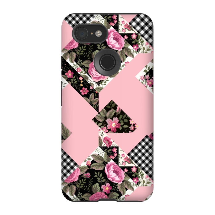 Pixel 3 StrongFit elegant roses with pink background by ArtsCase