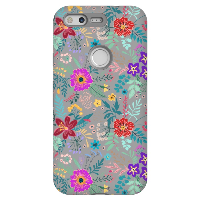 Pixel StrongFit flower patterns on gray background by ArtsCase
