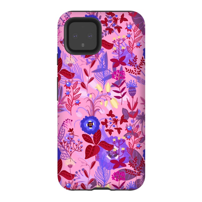 Pixel 4 StrongFit between flowers with pink and purple by ArtsCase