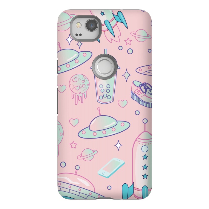 Pixel 2 StrongFit Galaxy space babe pastel goth kawaii pattern by Luna Elizabeth Art