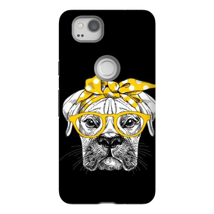 Pixel 2 StrongFit cute dog with glasses by haroulita