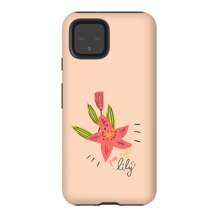 Pixel 4 StrongFit pink tiger lily flowers by Lovi Dianti
