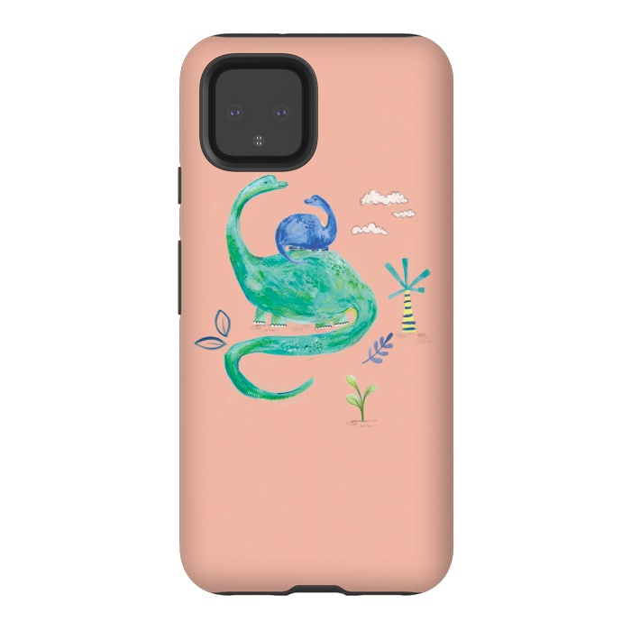 Pixel 4 StrongFit painted dinosaur  by lauradidthis