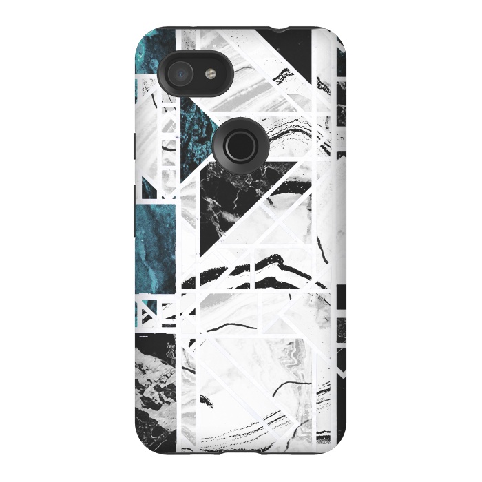Pixel 3AXL StrongFit Ink brushed marble tiles by Oana 