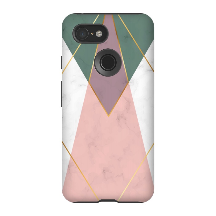 Pixel 3 StrongFit Fashion Marble Design with golden lines by ArtsCase