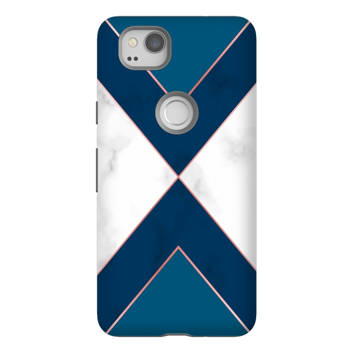 Pixel 2 StrongFit Blue and pink Marble with pink lines by ArtsCase