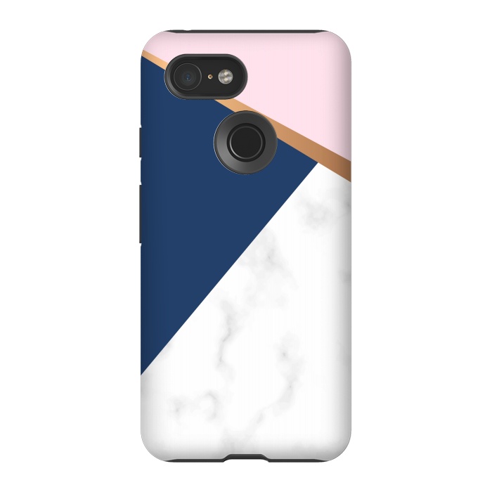 Pixel 3 StrongFit Marble geometric design I by ArtsCase