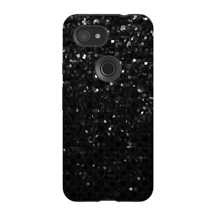 Pixel 3A StrongFit Black Crystal Bling Strass G283 by Medusa GraphicArt