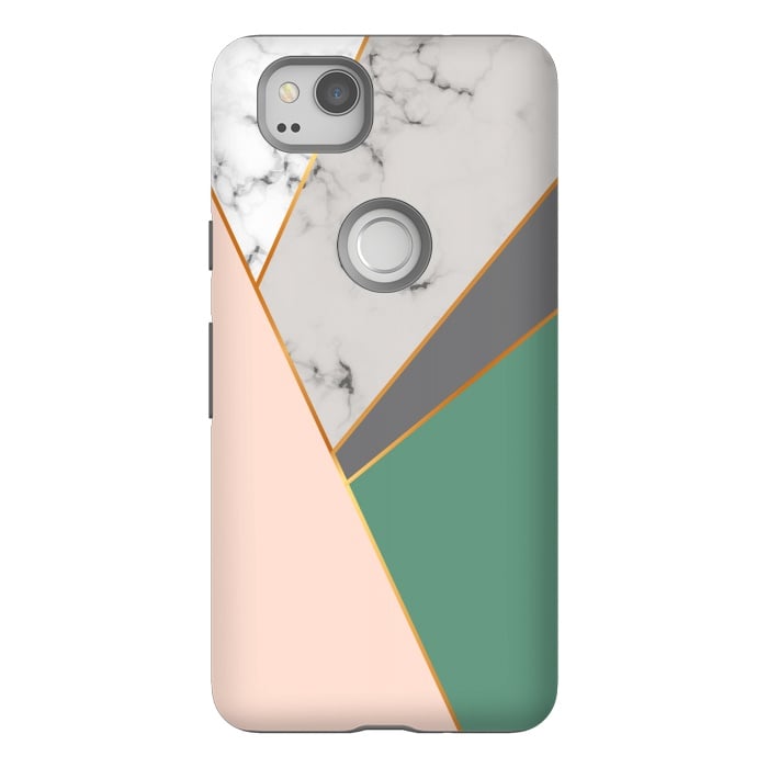 Pixel 2 StrongFit Modern Geometric Design with golden lines by ArtsCase