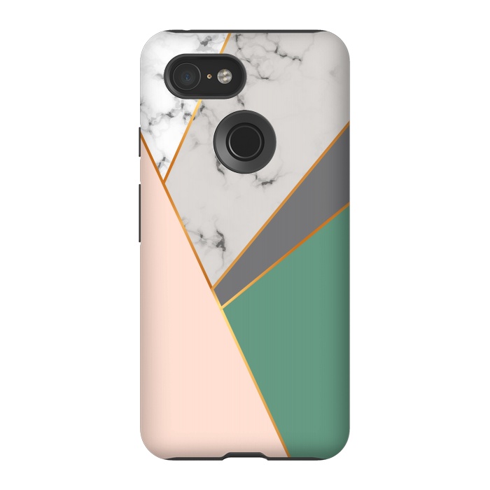 Pixel 3 StrongFit Modern Geometric Design with golden lines by ArtsCase