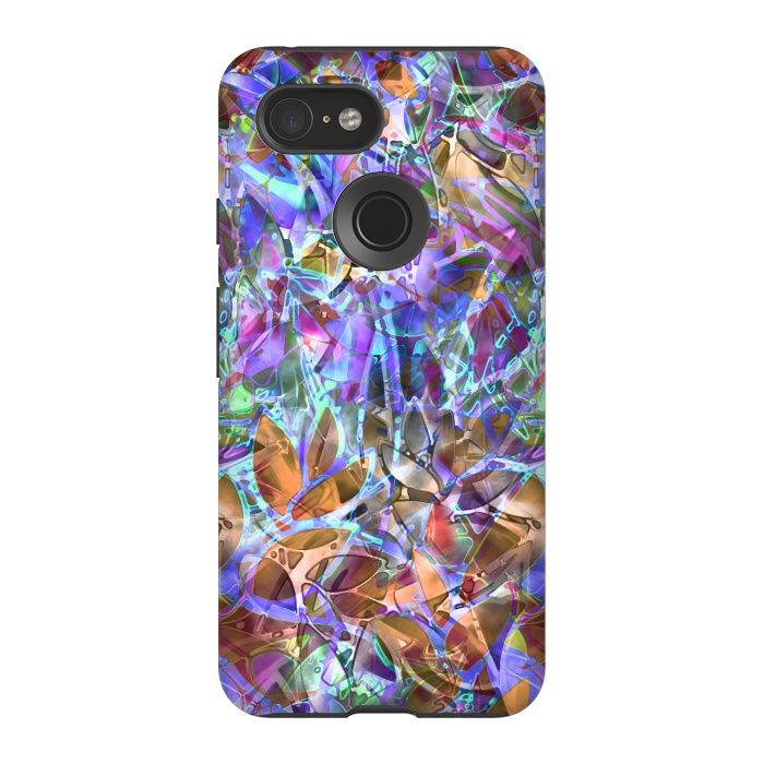 Pixel 3 StrongFit Floral Abstract Stained Glass G268 by Medusa GraphicArt