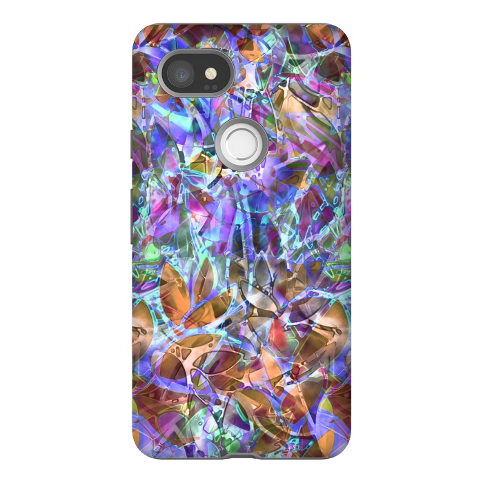 Pixel 2XL StrongFit Floral Abstract Stained Glass G268 by Medusa GraphicArt