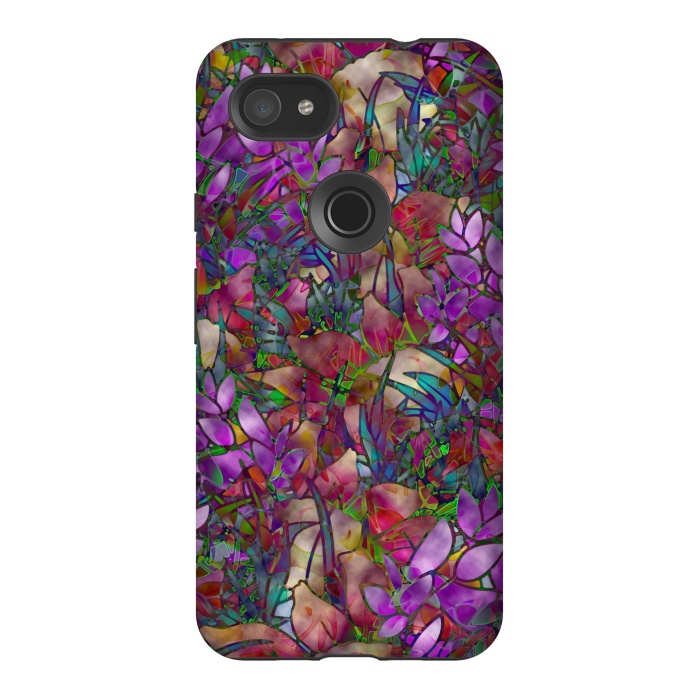 Pixel 3AXL StrongFit Floral Abstract Stained Glass G175 by Medusa GraphicArt