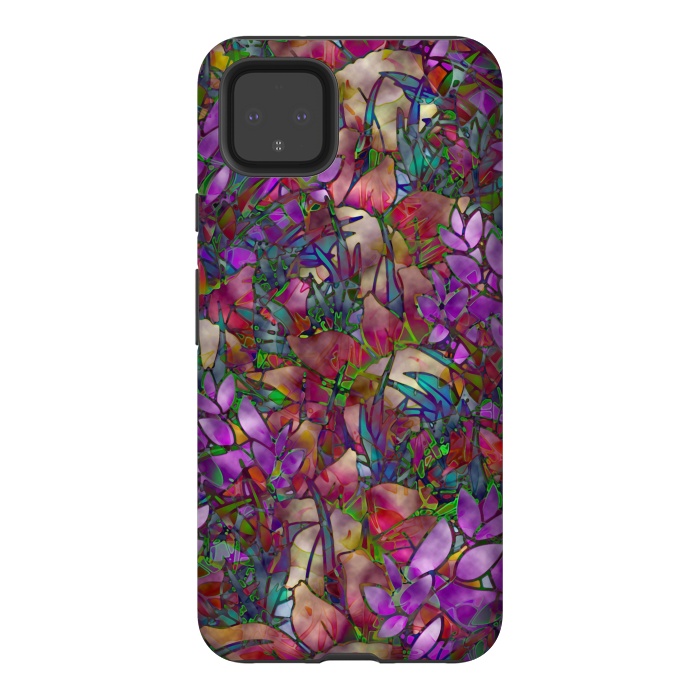 Pixel 4XL StrongFit Floral Abstract Stained Glass G175 by Medusa GraphicArt