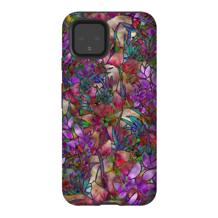 Pixel 4 StrongFit Floral Abstract Stained Glass G175 by Medusa GraphicArt