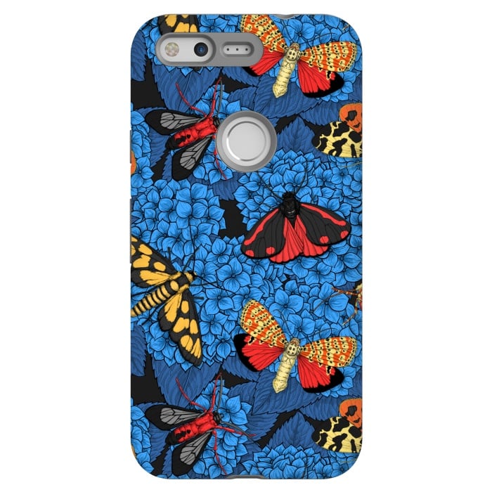 Pixel StrongFit Moths on blue hydrangea by Katerina Kirilova