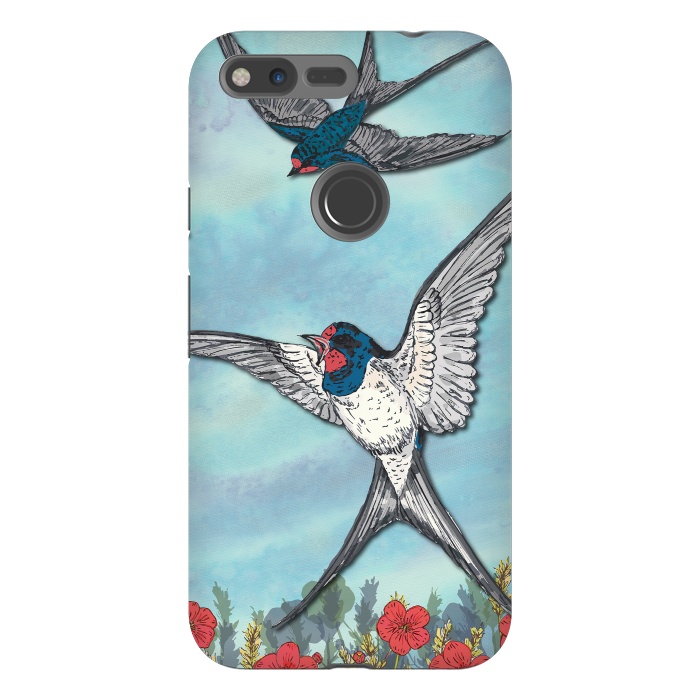 Pixel XL StrongFit Summer Swallows by Lotti Brown