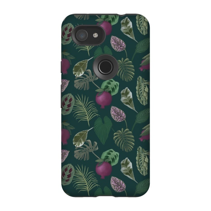 Pixel 3A StrongFit Pomegranates & Palm Leaves by Tishya Oedit