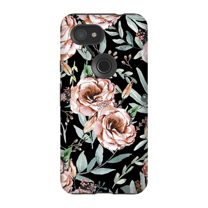 Pixel 3A StrongFit Floral Explosion Black by Anis Illustration