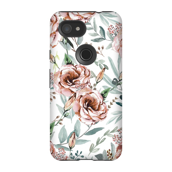 Pixel 3A StrongFit Floral Explosion White by Anis Illustration