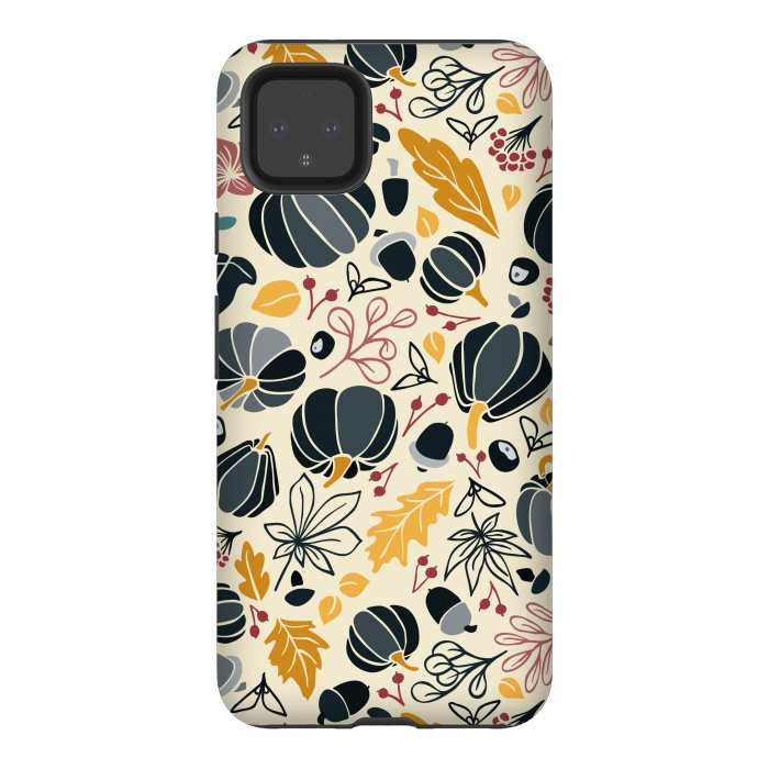 Pixel 4XL StrongFit Fall Fruits in Navy and Yellow by Paula Ohreen