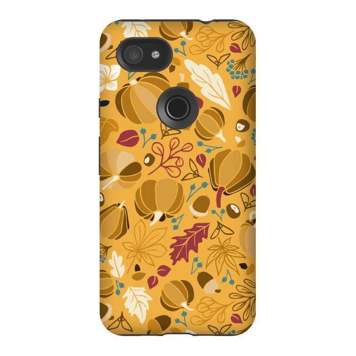 Pixel 3AXL StrongFit Fall Fruits in Mustard and Red by Paula Ohreen