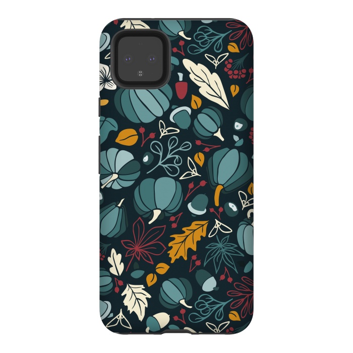 Pixel 4XL StrongFit Fall Fruits in Navy and Red by Paula Ohreen