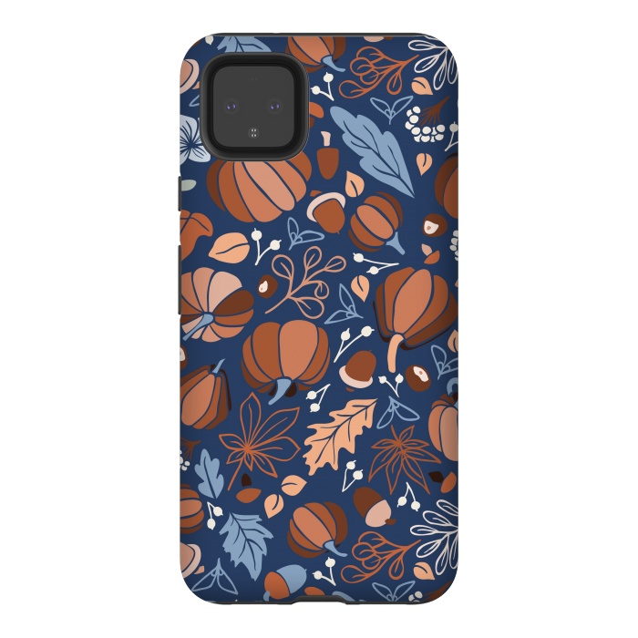 Pixel 4XL StrongFit Fall Fruits in Navy and Orange by Paula Ohreen