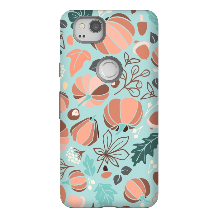 Pixel 2 StrongFit Fall Fruits in Mint and Orange by Paula Ohreen