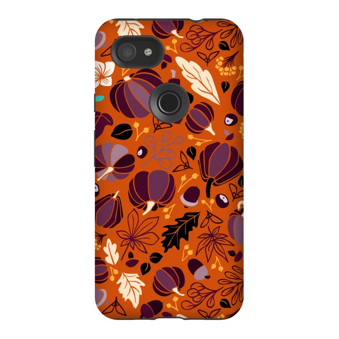 Pixel 3AXL StrongFit Fall Fruits in Orange and Purple by Paula Ohreen