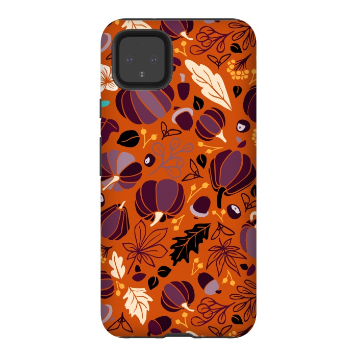 Pixel 4XL StrongFit Fall Fruits in Orange and Purple by Paula Ohreen