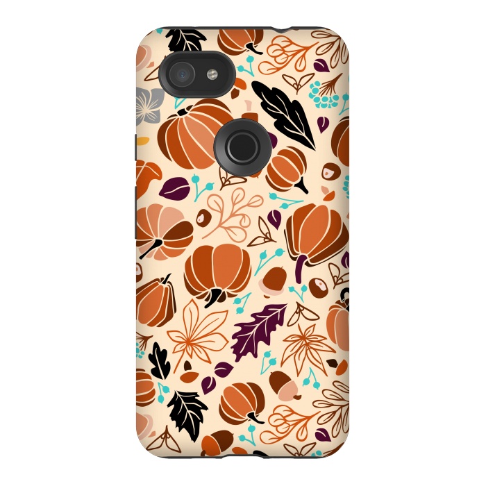 Pixel 3AXL StrongFit Fall Fruits in Cream and Orange by Paula Ohreen