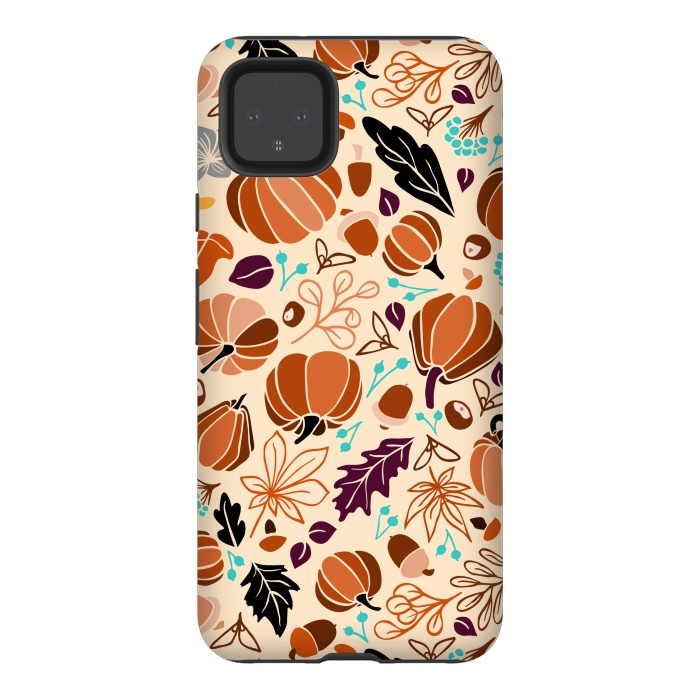 Pixel 4XL StrongFit Fall Fruits in Cream and Orange by Paula Ohreen