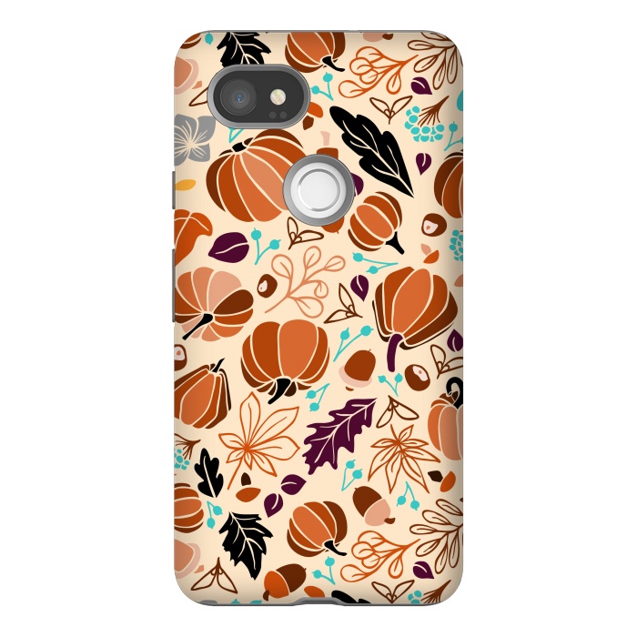 Pixel 2XL StrongFit Fall Fruits in Cream and Orange by Paula Ohreen