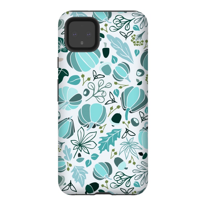 Pixel 4XL StrongFit Fall Fruits in Blue and Green by Paula Ohreen
