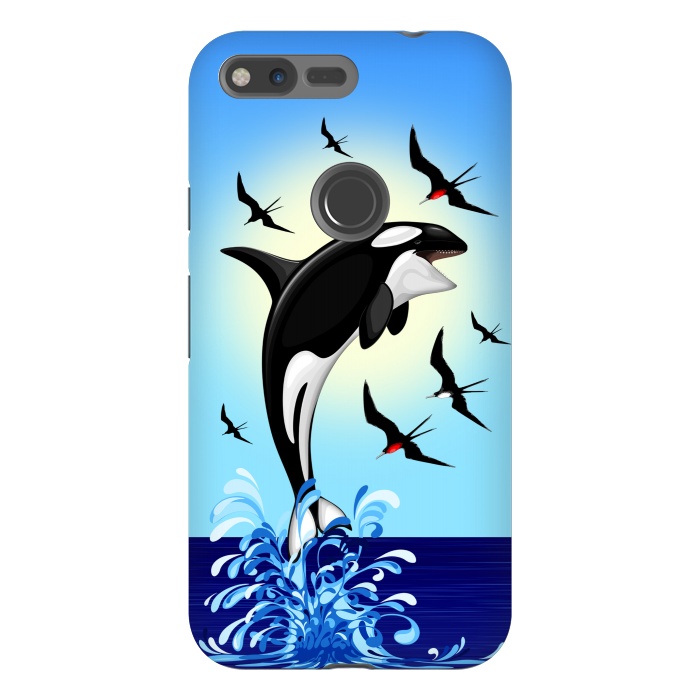 Pixel XL StrongFit Orca Killer Whale jumping out of Ocean by BluedarkArt