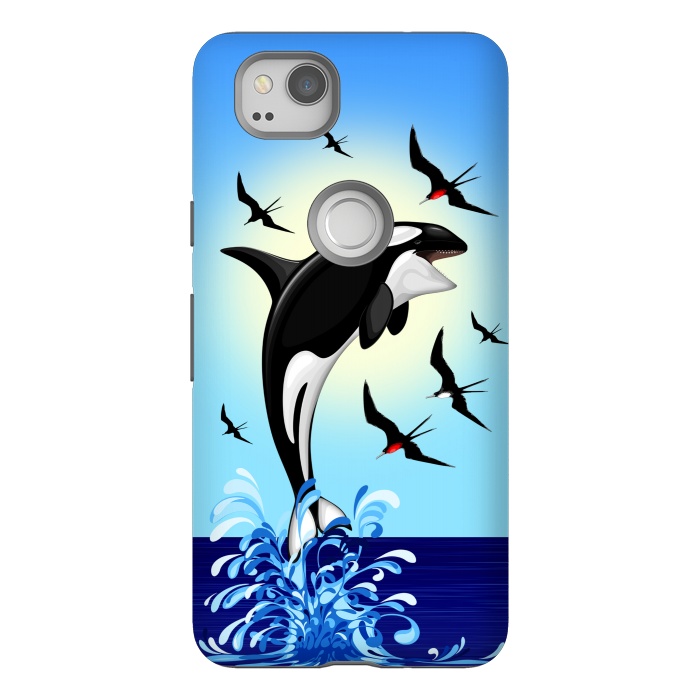 Pixel 2 StrongFit Orca Killer Whale jumping out of Ocean by BluedarkArt