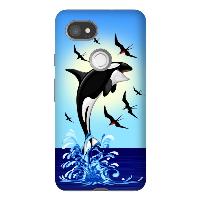 Pixel 2XL StrongFit Orca Killer Whale jumping out of Ocean by BluedarkArt