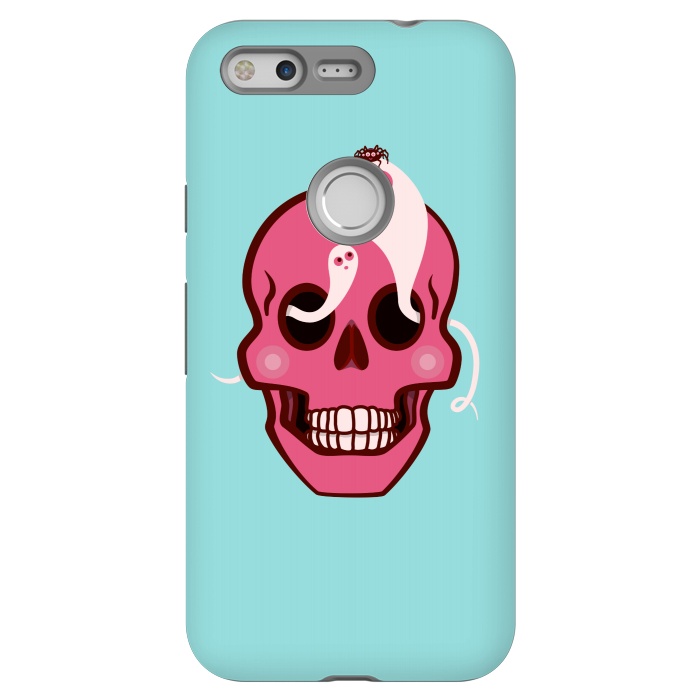 Pixel StrongFit Cute Pink Skull With Spider And Ghosts In Eyes by Boriana Giormova