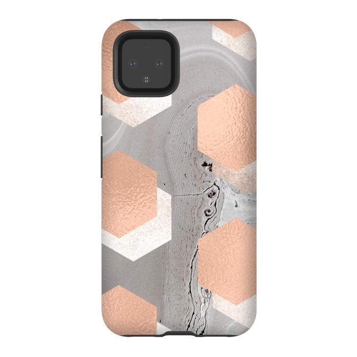 Pixel 4 StrongFit rose gold marble by haroulita