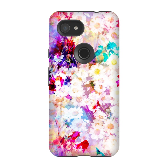 Pixel 3A StrongFit Colorful watercolor daisy petals by Oana 