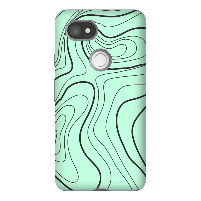 Pixel 2XL StrongFit green abstract lines 2 by MALLIKA