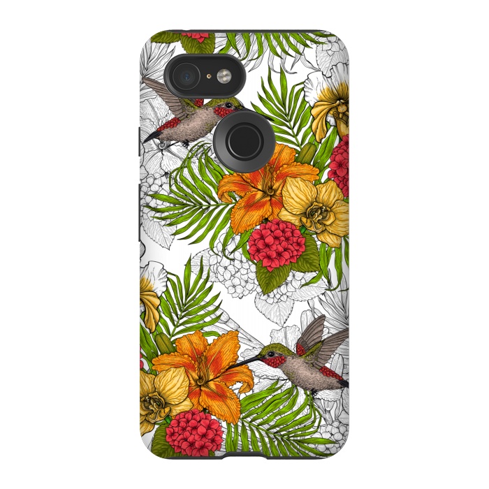 Pixel 3 StrongFit Hummingbirds and tropical bouquet by Katerina Kirilova