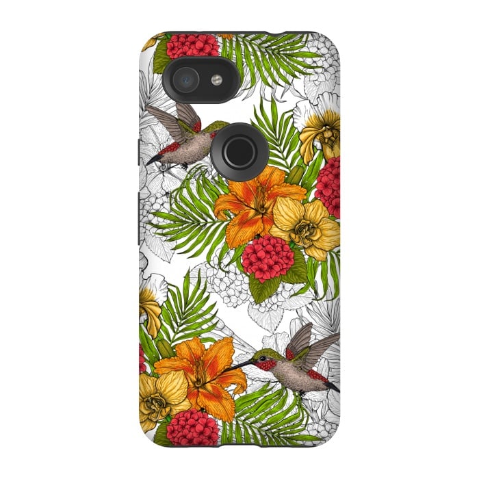 Pixel 3A StrongFit Hummingbirds and tropical bouquet by Katerina Kirilova
