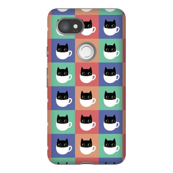 Pixel 2XL StrongFit Coffee  cat pattern by Laura Nagel