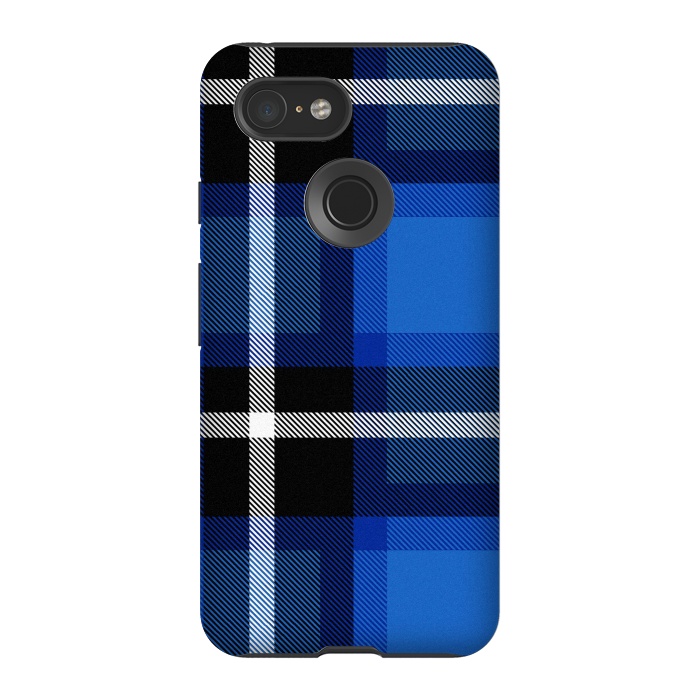 Pixel 3 StrongFit Blue Scottish Plaid by TMSarts